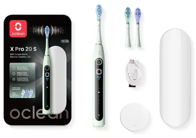 Produktbild von Oclean X Pro 20 S Set, Erwachsener, Schallzahnbürste, Grün, 84000 Bewegungen pro Minute, IPX7, Akku