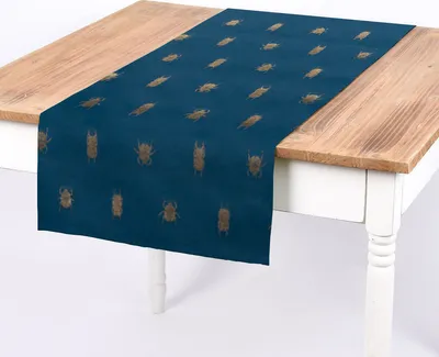 Produktbild von SCHÖNER LEBEN. Tischläufer Käfer blau gold metallic 40x160cm