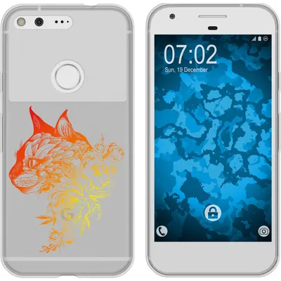 Produktbild von PhoneNatic Case kompatibel mit Google Pixel XL Silikon-Hülle Floral Katze M2-2