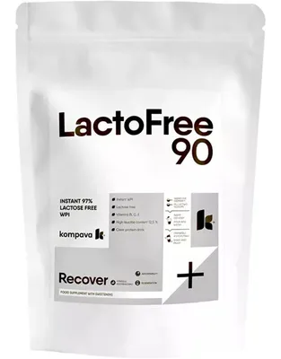 Productafbeelding van Kompava LactoFree 90 Whey Protein Isolaat, chocolade-banaan smaak, 1000 g, 33 porties, lactosevrij