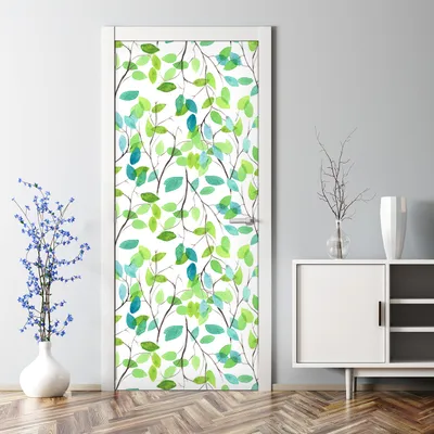 Produktbild von Dekorative Türposter selbstklebend Wandaufkleber Türaufkleber Grüne Blätter Kunst 85 x 200 cm