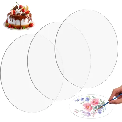 3er-Set runde Acryl-Tortenplatten 18 cm, transparent