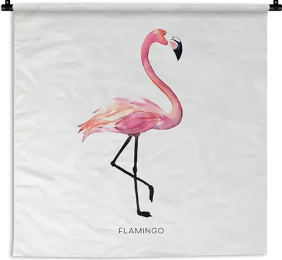 Produktbild von MuchoWow® Wandteppich Wandbehang Flamingo - Aquarell - Rosa 150x150 cm Tapisserie Dekoration Wandtuch - Wohnaccessoires - Modernes
