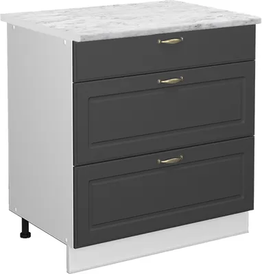 Produktbild von Küchenunterschrank Vicco Fame-Line Anthrazit-Gold 80 cm mit 3 Schubladen, AP Marmor, Model 46735