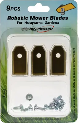 Zdjęcie produktu dla 9x wymiennych tytanowych ostrzy tnących (0,75 mm) do kosiarek automatycznych Husqvarna, Gardena Gold