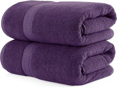 Productafbeelding van Unyqoos® Luxe sauna-handdoekenset (2 stuks) – 80 x 200 cm, 100% ringgesponnen katoen, zacht en absorberend, met ophangoog, kleur: pruim
