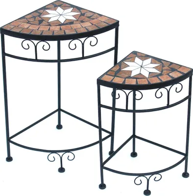 Produktbild von DanDiBo Blumenhocker Merano Mosaik 2er Set 12013 Blumenständer 42 und 52 cm Eckregal Hocker