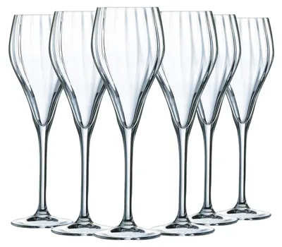 Champagnerflöten 16 cl, 6er-Set, Krysta-Kristallglas, tulpenförmig