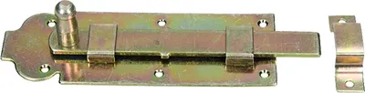 Produktbild von Türriegel mit Schlaufe und Knopfgriff 180x65x2,0mm gelb verzinkt