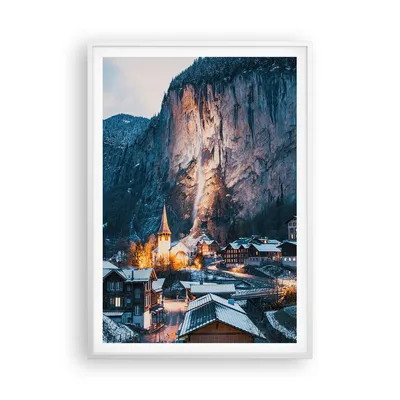 Produktbild von Gerahmtes Poster - Weißer Rahmen - Lauterbrunnen Schweiz Tal - 70x100 cm - Wand Bild - Wanddeko - Wandbilder - Kunstposter - Wandposter - Bilderrahmen - Bilder - Kunstdruck - P2WPA70x100-4834