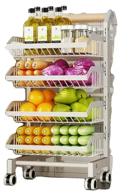 Produktbild von Lagerwagen, abschließbare Rollen, mehrstufige Organisation, 4-stufiges Weiß