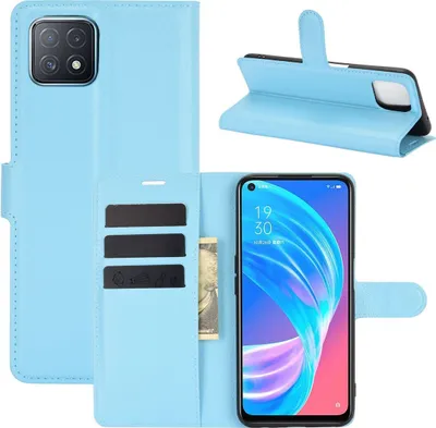 Produktbild von König Design Hülle kompatibel mit Oppo A72 / A73 Kunstleder Handyhülle - Handy Case Blau