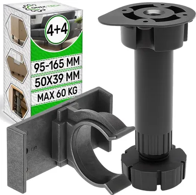 Immagine prodotto di Piedini regolabili in plastica, da 95 a 165 mm, confezione da 4, per la cucina