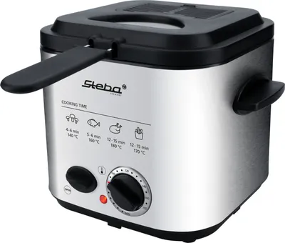 Produktbild von Mini-Fritteuse mit Fondue-Set, Antihaftbeschichteter Ölbehälter, Edelstahlgehäuse, Abnehmbarer Deckel mit Sichtfenster und Dauerfilter
