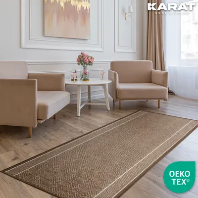 Produktbild von Karat Läufer Olymp, Flur Teppichläufer im Rauten Design, rutschhemmender Gelrücken, Polyamid Flurläufer für Flur & Wohnzimmer - Braun, 80x500 cm