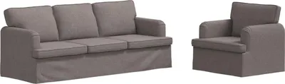 Zdjęcie produktu dla vidaXL Zestaw sof składający się z 2 sztuk, kolor taupe, obicie tkaninowe