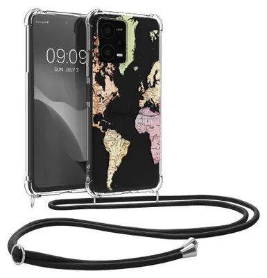 Produktbild von kwmobile Necklace Case kompatibel mit Xiaomi Redmi Note 12 5G / POCO X5 5G Hülle - Silikon Cover mit Handykette - Schwarz Mehrfarbig Transparent