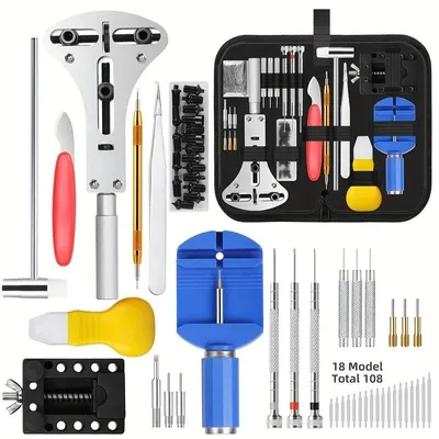 Produktbild von 147-tlg. Uhrenwerkzeug Set für Reparatur und Gehäuseöffnung, Uhrmacher Werkzeugkasten für mechanische, analoge und digitale Uhren
