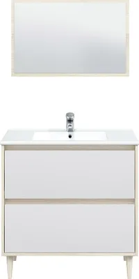 Produktbild von Waschbeckenunterschrank >VERONA< in Eiche / Weiß - 80x80x45 (BxHxT)