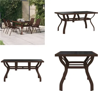 Obrázek produktu pro vidaXL Zahradní stůl hnědočerný 140x70x70 cm ocel a sklo - Zahradní stůl - Zahradní stoly - Venkovní stůl - Venkovní stůl
