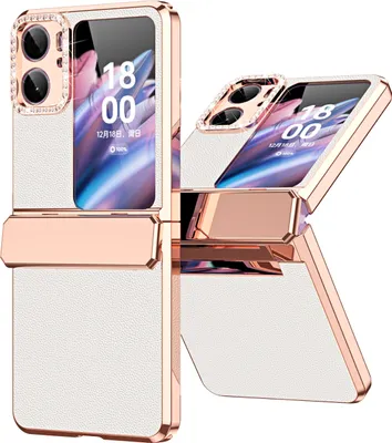 Produktbild von Handyhülle für Oppo Find N2 Flip, Scharnierschutz, Luxus Galvanisierter Litschi Glänzender Diamant Schutzhülle Weiß