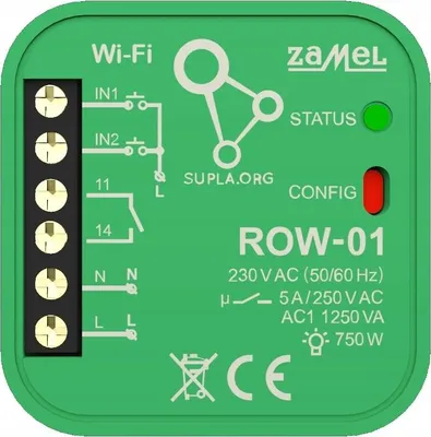 Obrázek produktu pro WI-FI přijímač pod omítku 1kanálový obousměrný ROW-01, Supla Zamel
