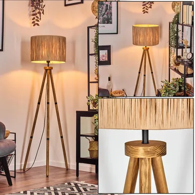 Produktbild von Mila Stehlampe aus Holz/Bast in Naturfarben