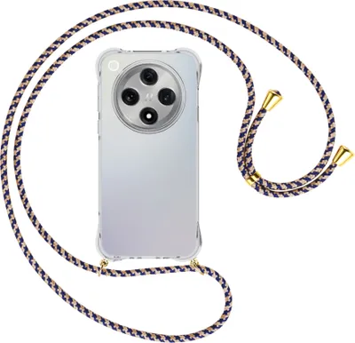 Produktbild von Handykette Backcover-Schutzhülle mit Band (Metall goldfarben) für Oppo Find X8 5G - blau+beige