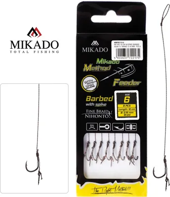 Immagine prodotto di 8x MIKADO METHOD FEEDER hook rig con amo spike/ago feeder lenza intrecciata 10 / Ø0,12mm / 10cm