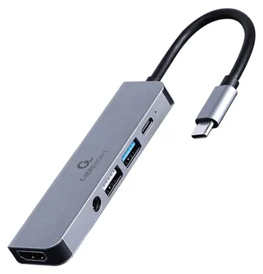 Produktbild von Gembird USB Type-C 5-in-1 Multiport-Adapter mit Stereo-Audio
