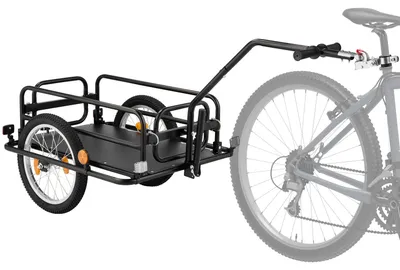 Produktbild von Fahrradanhänger - 2-in-1 Lastenanhänger und Handwagen - 40 kg Tragkraft - Mit Kupplung - Faltbar - Kohlenstoffstahl und 600D Oxford-Gewebe - Reflektoren - Für 22–28 Zoll Fahrräder