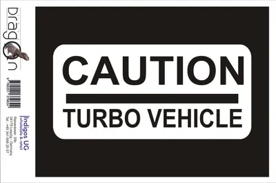Produktbild von Aufkleber / Autoaufkleber - JDM / Die cut / Auto / OEM - Caution turbo vehicle - 210x100mm weiß - Heckscheibe / Heckscheibenaufkleber