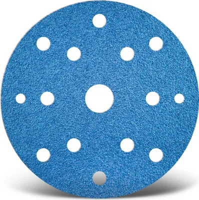 Produktbild von MENZER Blue Klett-Schleifscheiben, 150 mm, 15-Loch, f. Exzenterschleifer, Zirkonkorund (25 Stk.) K100