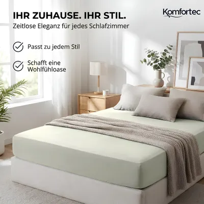 Produktbild von Komfortec Jersey Spannbettlaken 160x200 cm, 100% Baumwolle, Ecru