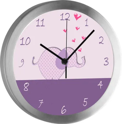 Produktbild von Funkuhr, Kinder Wanduhr, Kinderuhr, Kinderzimmer  Elefant lila