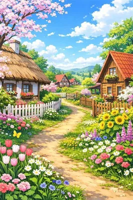 Imagen del producto de Pintura con diamantes para adultos, diseño de tulipanes, 5D, cuadro de una cabaña con margaritas, ideal para principiantes, 75x95 cm, pintura con diamantes cuadrados, perfecta decoración para el salón