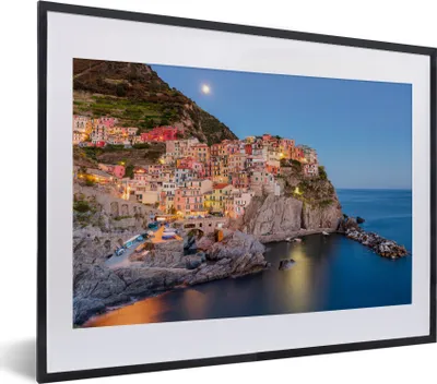 Produktbild von MuchoWow® MuchoWow® Gerahmtes Poster Das bunte Dorf Manarola in den Cinque Terre 40x30 cm - Poster mit zchwarzem Bilderrahmen - Bilderrahmen - Poster im Rahmen