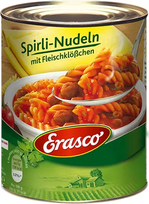 Produktbild von Erasco Spirli-Nudeln mit Fleischklößchen 800g Fertigessen (1er Pack)