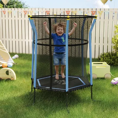 Obrázek produktu pro Dětská trampolína – trampolína pro vnitřní použití – průměr 122 cm – maximální nosnost 50 kg – modrá barva