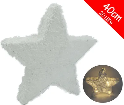 Produktbild von Leuchtstern Weihnachtsstern Tischlampe beleuchtet Innen Advent Stern Deko Weiß 40cm