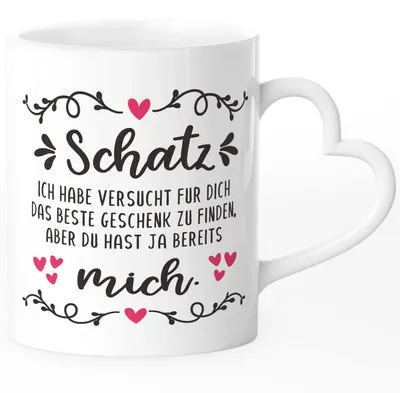 Produktbild von Liebe lustig Schatz ich habe versucht für dich das beste Geschenk zu finden Valentinstag SpecialMe® weiß Herz-Tasse