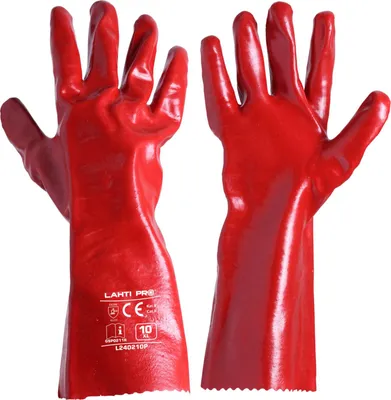 Zdjęcie produktu dla Pvc-Handschuhe Lang Rot L240210P, 12 Paar, "10", Ce, Lahti