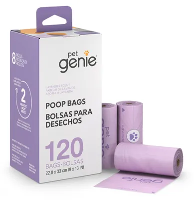 Productafbeelding van PET GENIE hondenpoepzakjes voor onderweg, 8 rollen (120 zakjes), 12 per doos. NAM