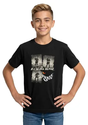 Produktbild von Spreadshirt Die Wilden Kerle Quartett Vintage Teenager T-Shirt, 134/146 (9-11 Jahre), Schwarz