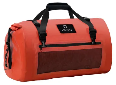 Image de Sacoche de moto étanche, 50 litres, couleur orange, avec sangles pour l'épaule
