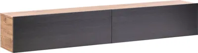 Produktbild von BELIANI TV-Möbel Schwarz u. Braun Faserplatte 180 cm Hängend 2 Türen Holzoptik Schmal Modern TV-Hängeschrank Fernsehschrank TV-Lowboard Wohnzimmer