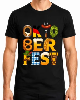 Productafbeelding van , Wiesn, Beieren, bier, pretzel, traditionele kleding, heren T-shirt, zwart, maat M