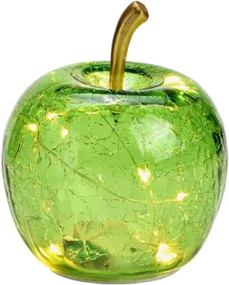Produktbild von LED Dekolampe Apfel Glas 10er LED Lichterkette Timer Ø11cm hellgrün