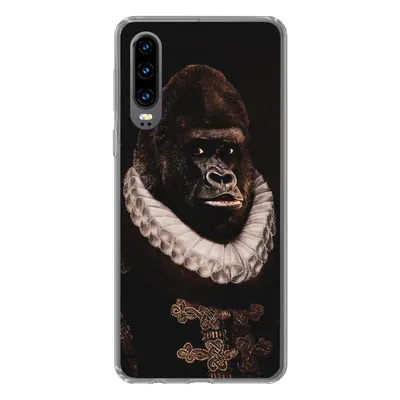 Produktbild von MuchoWow® Handyhülle Schutzhülle Hülle für Huawei P30 Affe - Kunst - Alte Meister Silikon Softcase Handy Hülle - Kartenbesitzer