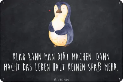 Produktbild von Mr. & Mrs. Panda Magnetschild Pinguin Diät DIN A3 - Kreidetafel - Geschenk, Türschild, Metall, tafel, Pinguine, Wandbild, Schild, Abnehmen, Blechschild